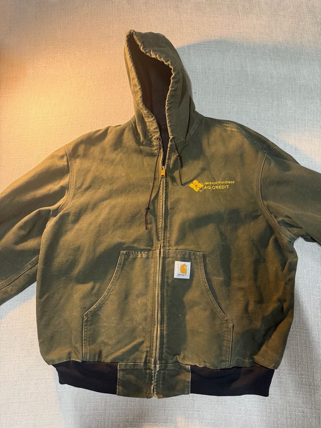 Vintage Carhartt J03 Grn Active Jac Thermal-Lined Hooded Work Jacket
